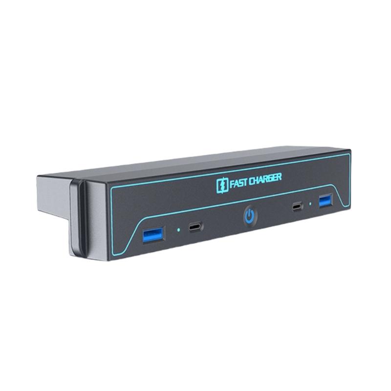 

Console Charging Station Fast Charge USB Hub with Waterproof Slide Lid Multiport Retractable Dock for Car Model 3 1