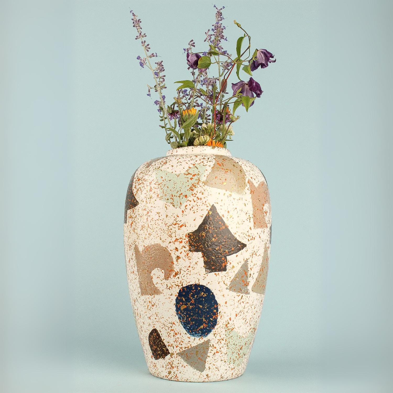 

Courir Handmade Ceramic Patterned Vase 24 cm білий