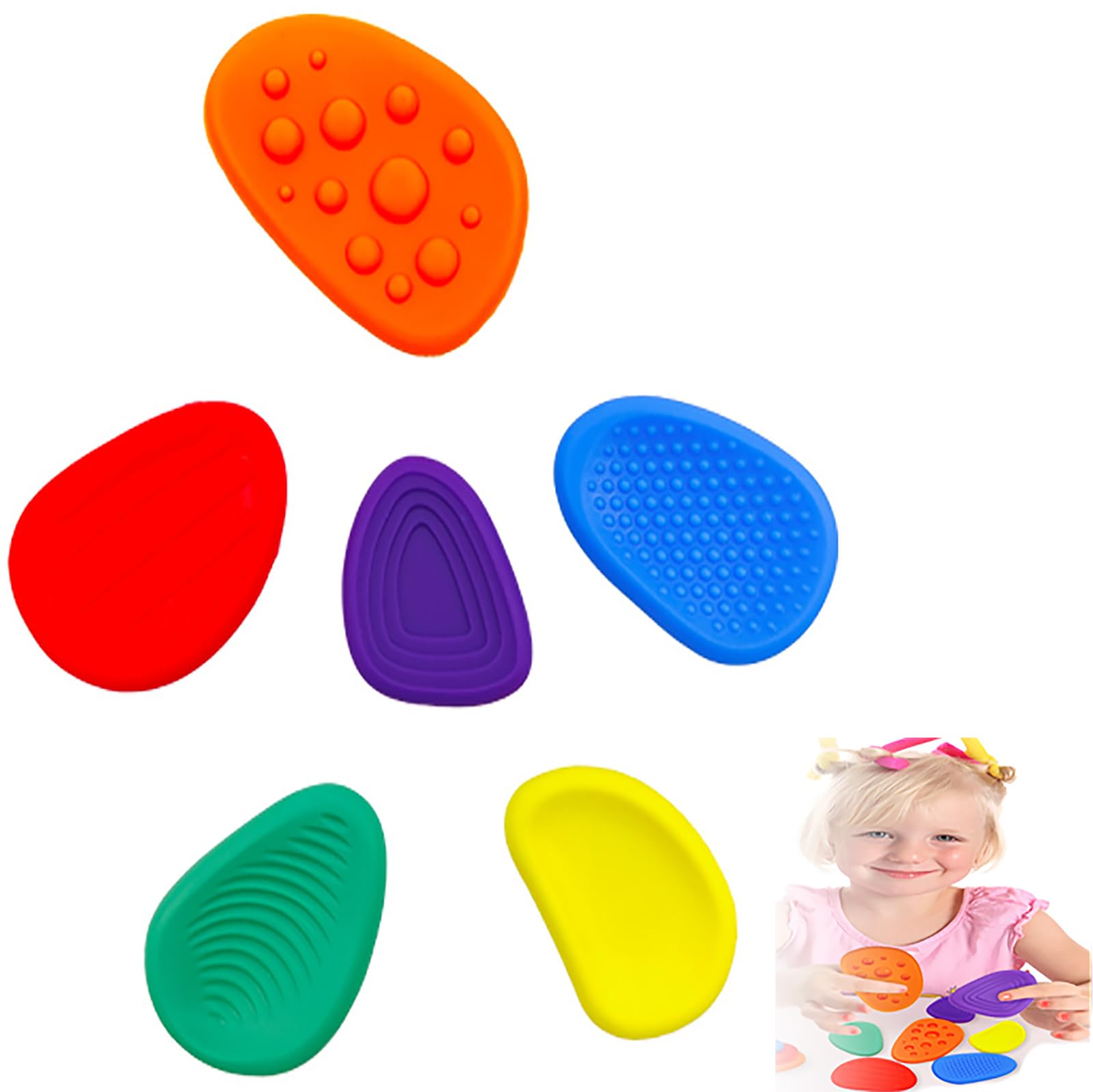 

LeTradeJP Sensory Stone Stress Relief Calming Tactile for Children and Pressure Relief Random Set of 6 Toys, Autism-Friendly Toys, Silicone, Toys,
