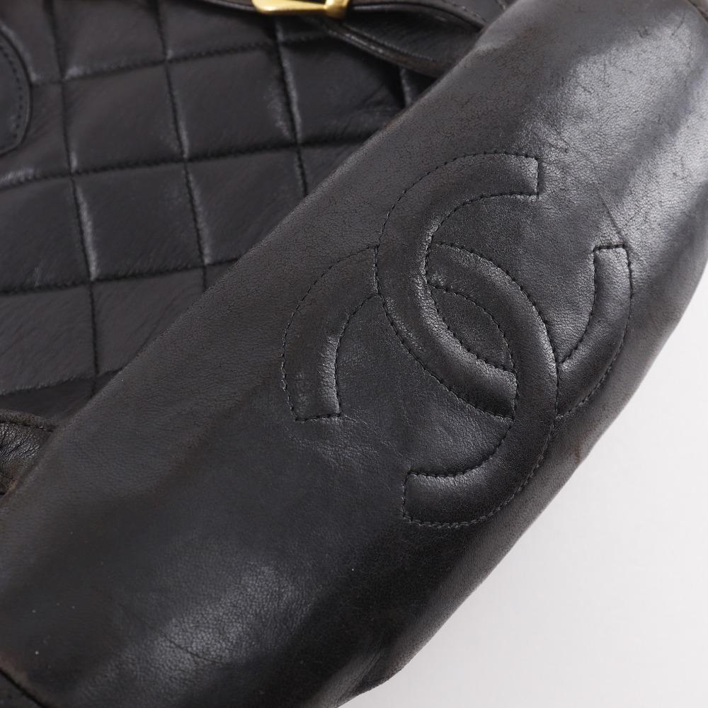 Chanel Matelasse Backpack Daypack A10177 ChainBackpack COCO Mark Black Lambskin Women Used