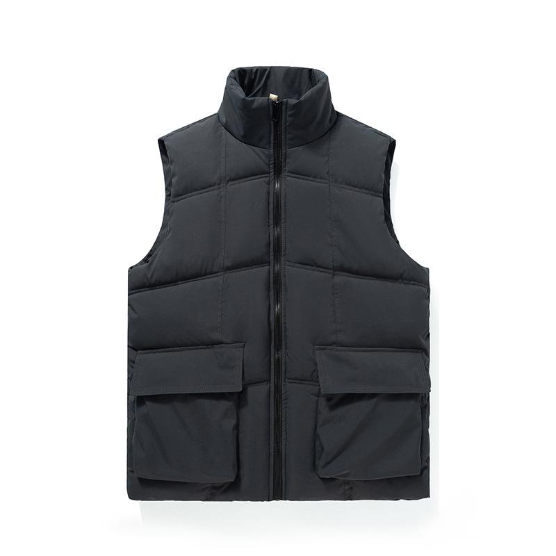 

Рабочий хлопковый жилет для осени и зимы, новый мужской жилет с воротником-стойкой, куртка, модный утолщенный хлопковый жилет, верхняя одежда для мужчин 5XL (175-95 kg) серый