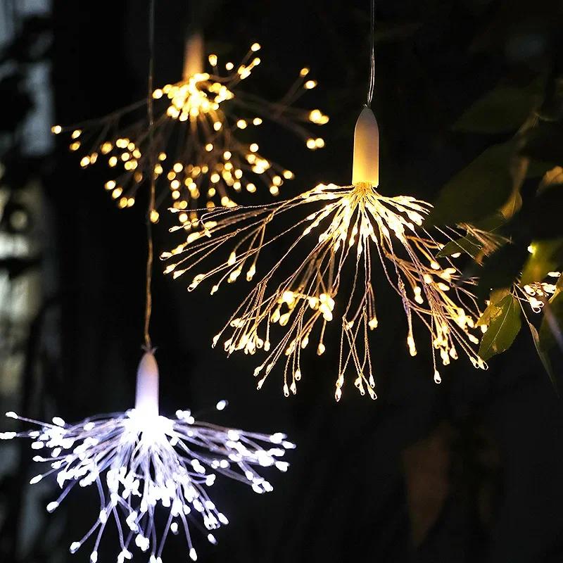 LED Tree Hanging Fireworks Lights, Outdoor Courtyard Viewing Decoration, Explosive Fireworks, Copper Wire Lights 1pcs