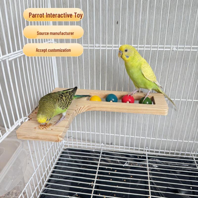 Ny L-formad fågelburspade i trä: Interaktiv Klätter- och Gnagleksak för Undulater