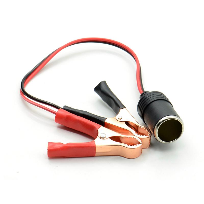 12V Car Auxiliary Cigarette Lighter Socket Connector Battery Crocodile Clips Power Adapter Extension