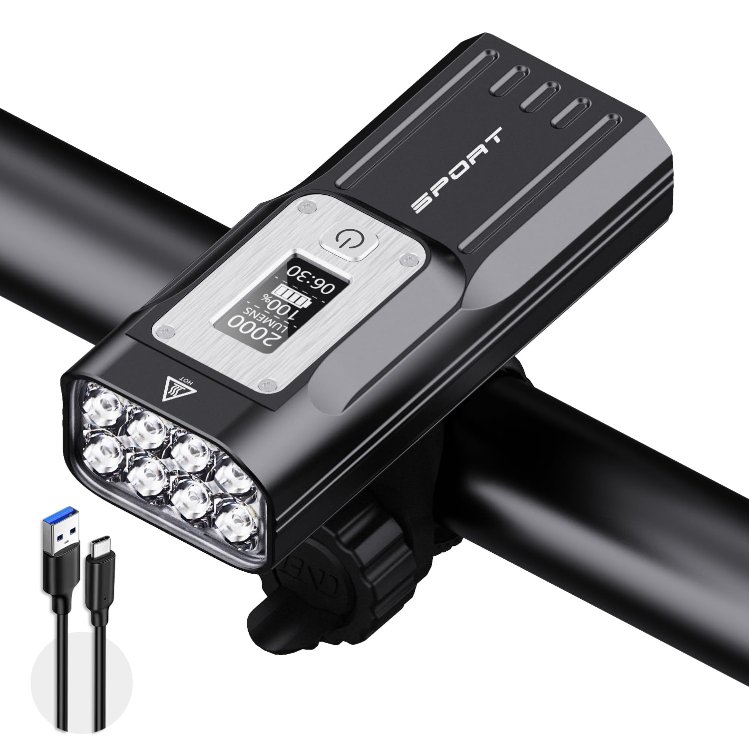 

BOSIWO Велосипедный USB Мобильный Высокий IPX5 Алюминиевый сплав PSE Также можно использовать как Свет при отключении электроэнергии, землетрясении, для ночной рыбалки, Высокая емкость 10 000 мАч, чёрный