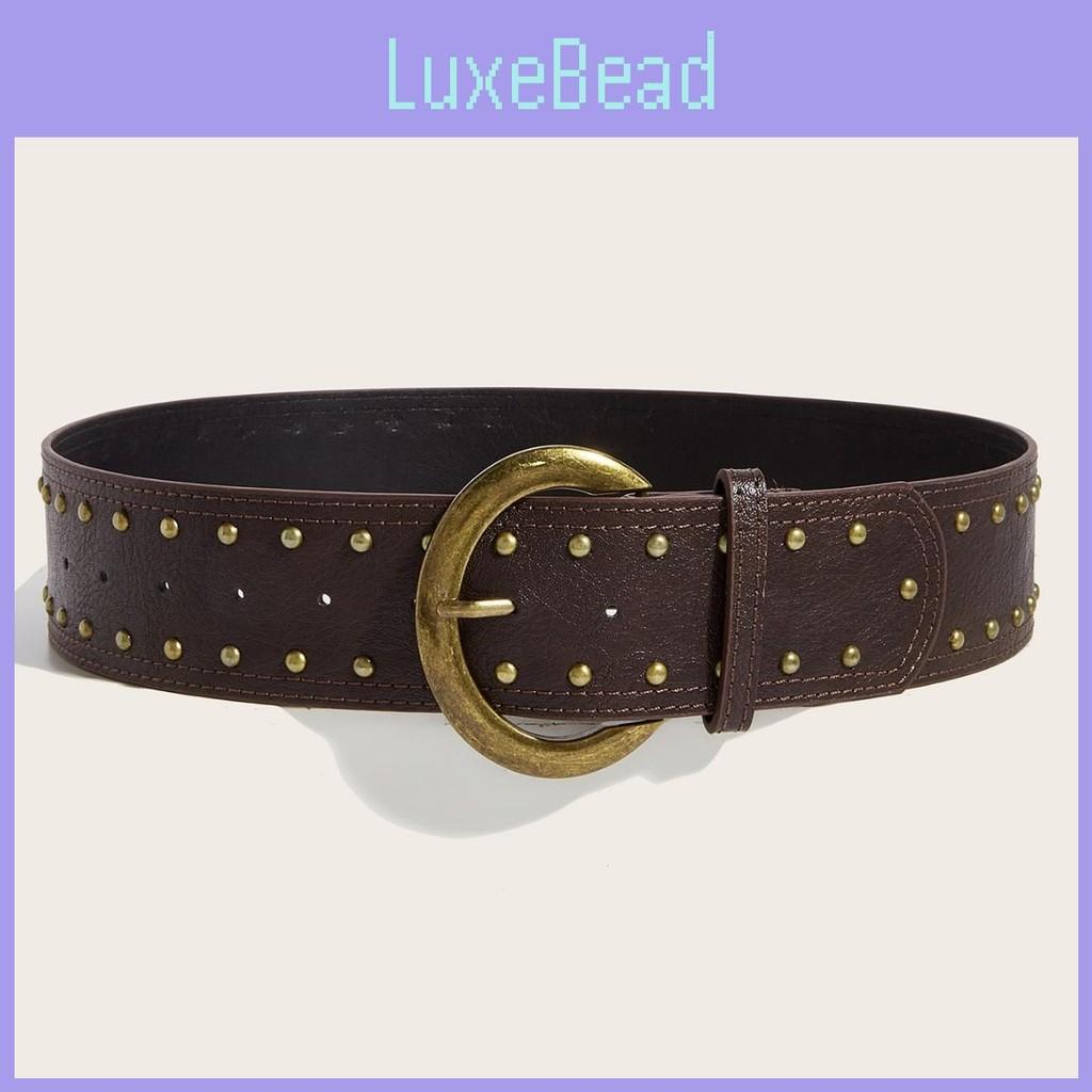 Rivet Punkinspired Leather Belt With Double Row Stitching Urban Style Outfits