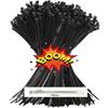 Heavy Duty Black Nylon Cable Zip Ties Tensile Strength Self-Locking Design Durable Plastic Wire Ties for Secure Indoor Outdoor
