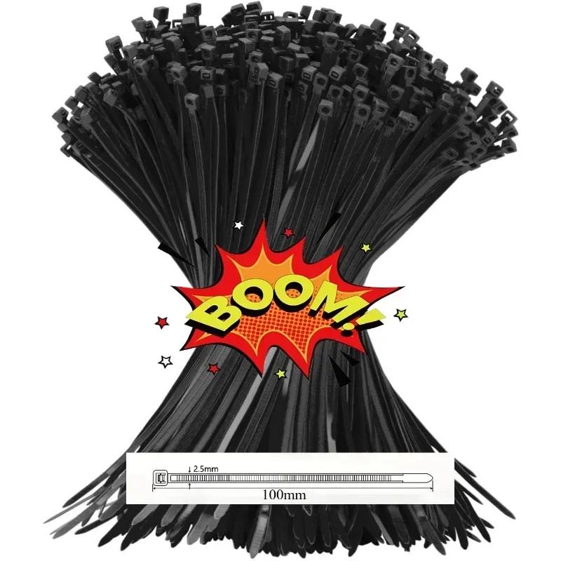 Heavy Duty Black Nylon Cable Zip Ties Tensile Strength Self-Locking Design Durable Plastic Wire Ties for Secure Indoor Outdoor