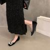 Inner heightening suede rhinestone small single shoes women's shoes new spring and autumn shoes black commuter shoes