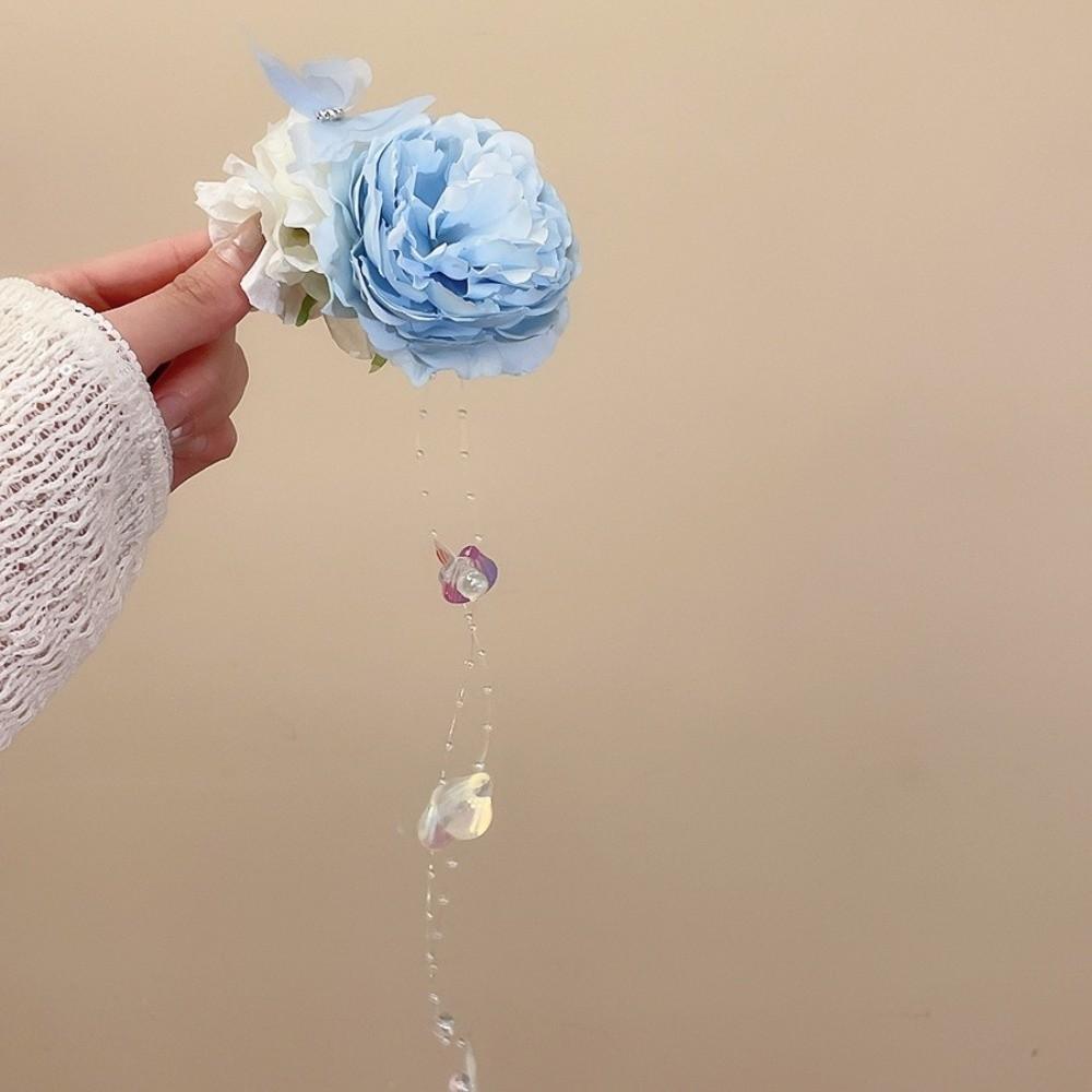 Sweet Pearl Flower Hairpin Tassel Ancient Style Hanfu Hair Accessories Headdress Colorful Chinese Style Hair Clip Girls