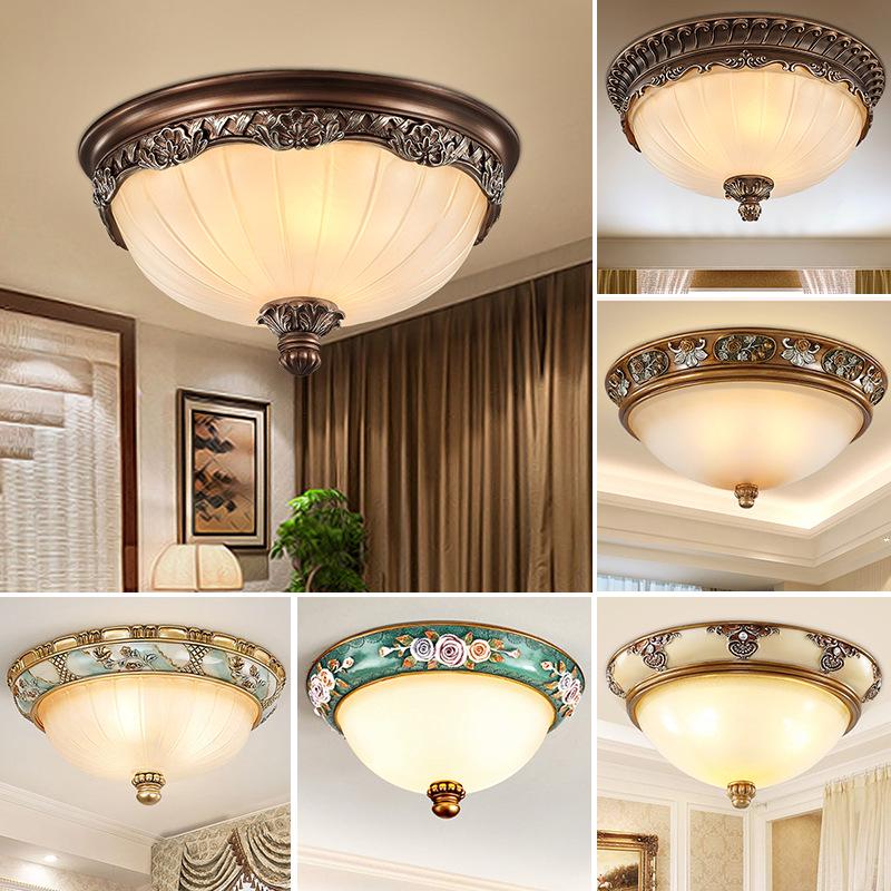 European Retro Dimmable LED Ceiling Light for Hallway, Balcony, or Bedroom