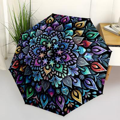1pc Mandala, Nature, Fantasy Umbrella with Plastic Handle,Compact & Stylish,Suitable for All Seasons YS331084