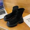 New autumn platform short boots women's elastic thin boots British retro Martin boots fried street brown single boots