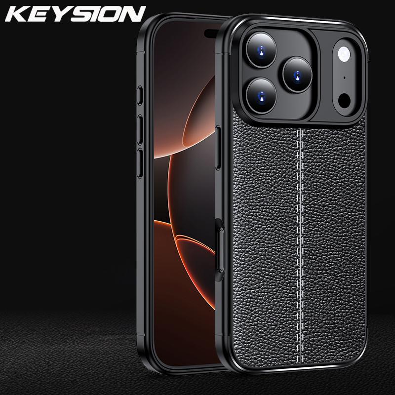 KEYSION დარტყმაგამძლე ქეისი iPhone 17 Pro Max-ისთვის რბილი სილიკონის ტყავის ტექსტურით, ბიზნეს სტილის ტელეფონის უკანა საფარი iPhone 17 17 Air-ისთვის