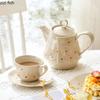 Wave Point Ceramic Coffee Cups Afternoon Tea Cup Dish Set Teapot Flower Tea Pot Kettle Dessert Plate Breakfast Cup Water Cups