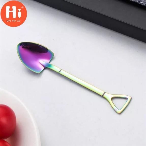Hi Creative Nerezová lopatka ve tvaru lžíce Vidlička Barevné nádobí Dlouhá rukojeť Kávová lžička Čajová lžička Míchací lžíce