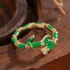 Creative Gaosheng jewelry, small fresh pastoral style dripping oil bamboo joint opening ring Xiaohongshu hot sale