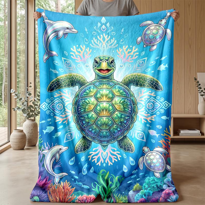 Ocean Life Adventure 11 Theme Blanket Lightweight Warm Flannel Blanket Decorative Throw Blanket for Home Decoration