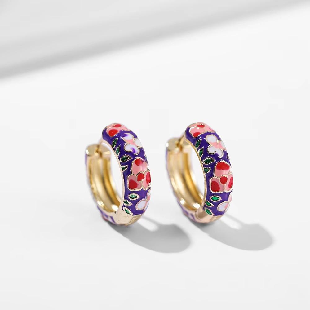 Fashion Round Beads Hoop Earrings for Women Trendy Geometric Circle Green Stone Earrings Huggies Jewelry 2022 New