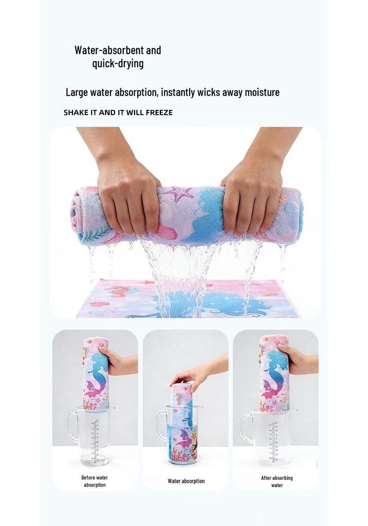Quick-Dry Starfish & Shell Ultra-Fine Fiber Beach Towel with Double-Sided Fleece & Ocean Digital Print