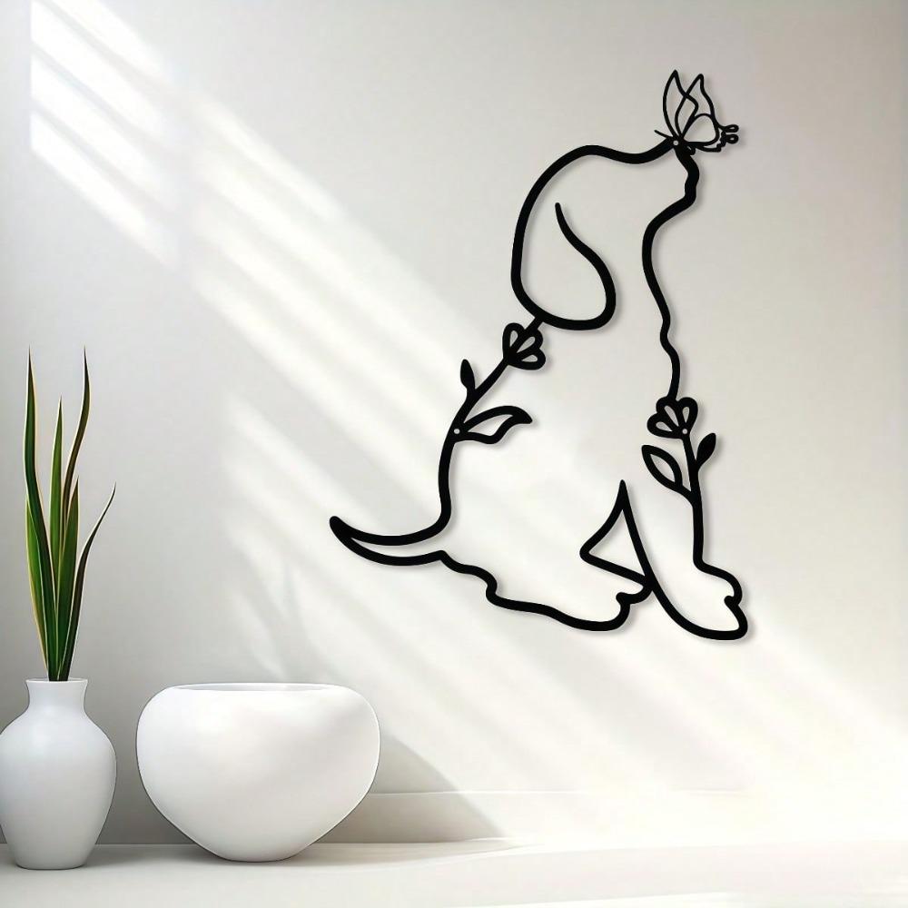 Metall Hund Wandkunst Skulptur Rostbeständig Heimdekoration Wohnzimmer Geschenk