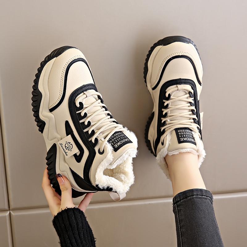 Thick-soled Velvet Sports Shoes, New Thickened Warm Casual Cotton Shoes In Winter