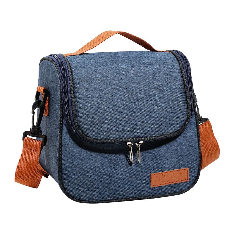 Large Capacity Picnic with Meal Bag, Portable Thermal Insulation Bag, Crossbody Thermal Insulation Lunch Bag синий
