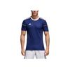 adidas Striped Quick-Dry Comfortable Sports Round Neck Short Sleeve Football Shirt Men Tops Dark-Blue White BJ9171