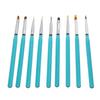 9Pcs Nail Art Brush Set Nylon Hair Nail Design Brushes with Transparent Blue Metal Rod for DIY Nail