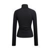 Ribbed Mock Neck Long Sleeve Top with Zipper Detail