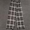 Letní tenké kostkované kalhoty pro ženy, ležérní volné široké kalhoty s vysokým pasem, hip-hop, streetwear, rovné kalhoty