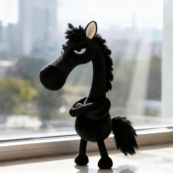 Yousheng Plush Horse Keychain Stuffed Cool Black Horse Pendant 2026 Year of The Horse Mascot Bag Charm for Backpack Purse Wallet Handbag