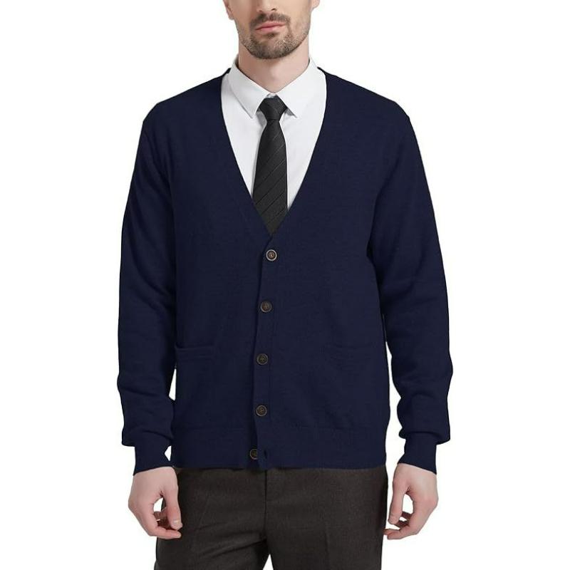 Herren Strickjacke Wollmischung Langarm Strickweste Jacke Herren Cardigan