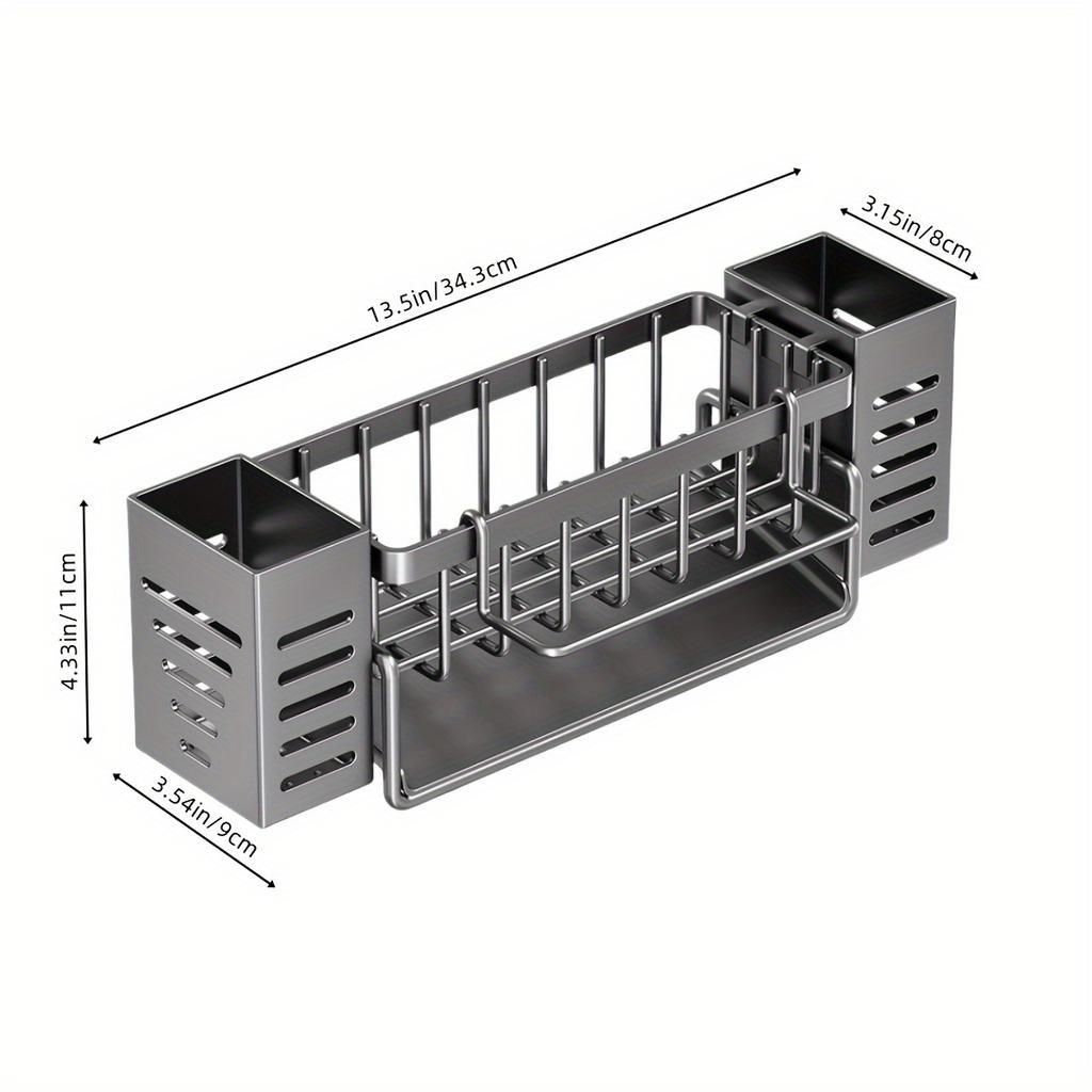 Self-draining Sink Shelf Dish Drainer Kitchen Sink Caddy Drain Rack Soap Dishwashing Sponge Holder for Kitchen Sink Organizer