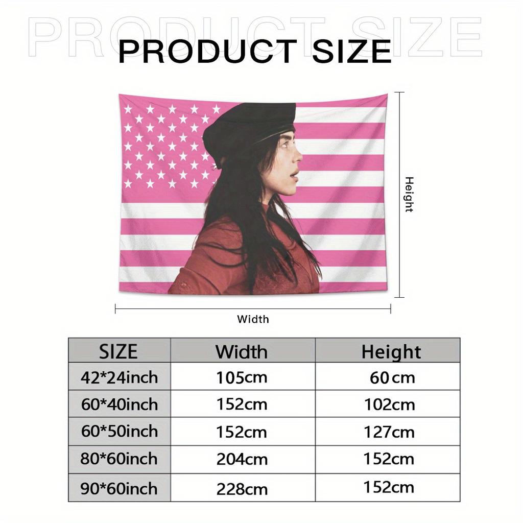 Patriotisches Amerikanisches Flaggentuch mit Billie Design Rosa Lila Horizontaler Wandbehang für Schlafzimmer Wohnzimmer Wohnheim Dekoration