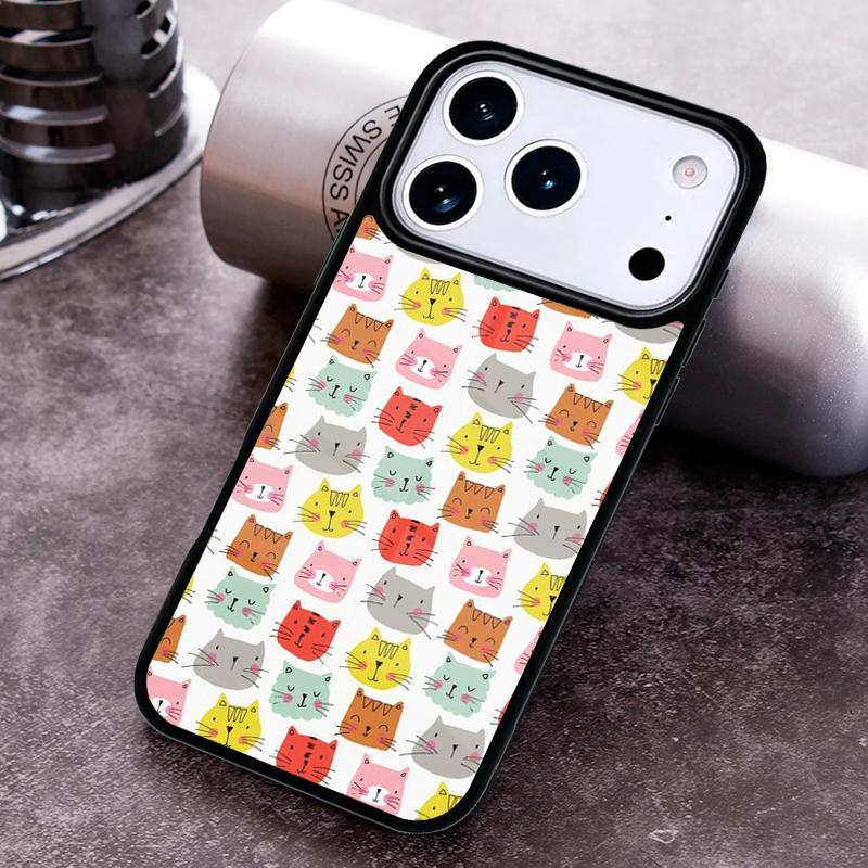 Funny Cats Cartoon Cute Phone Case for iPhone 17 16 15 Pro Max Air 14 13 12 11 Plus Shockproof Cover