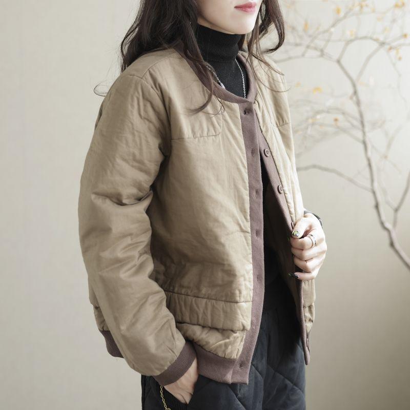 Autumn and winter new thickened warm long-sleeved cotton-padded jacket for women's loose and thin casual cotton-padded clothes