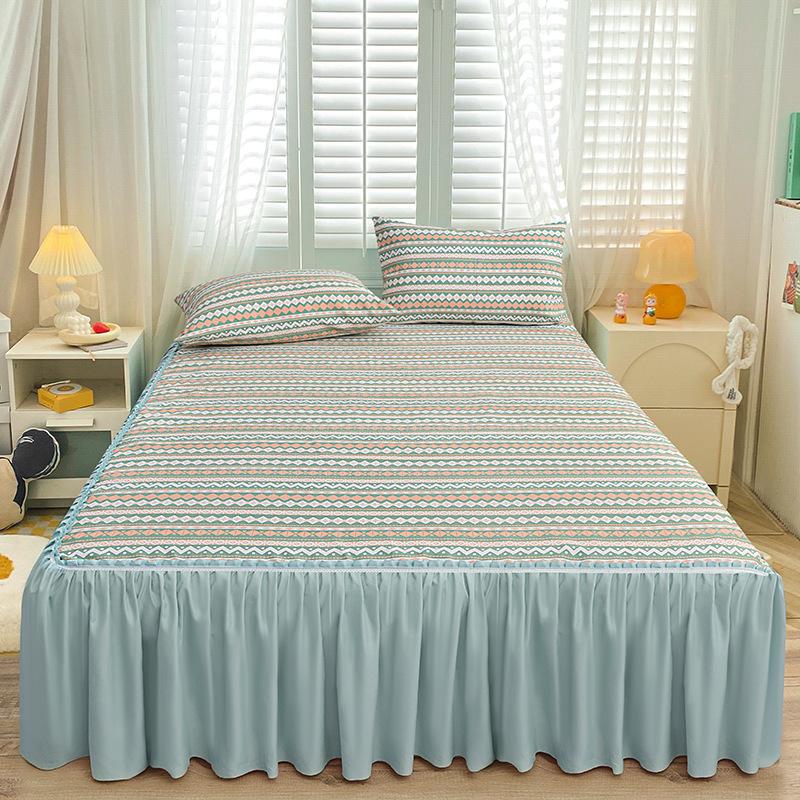

Спальня Бытовая цельная шлифовальная юбка-кровать Однотонное приятное для кожи покрывало Покрывало для спальни Простыни для студенческого общежития 150 * 200cm