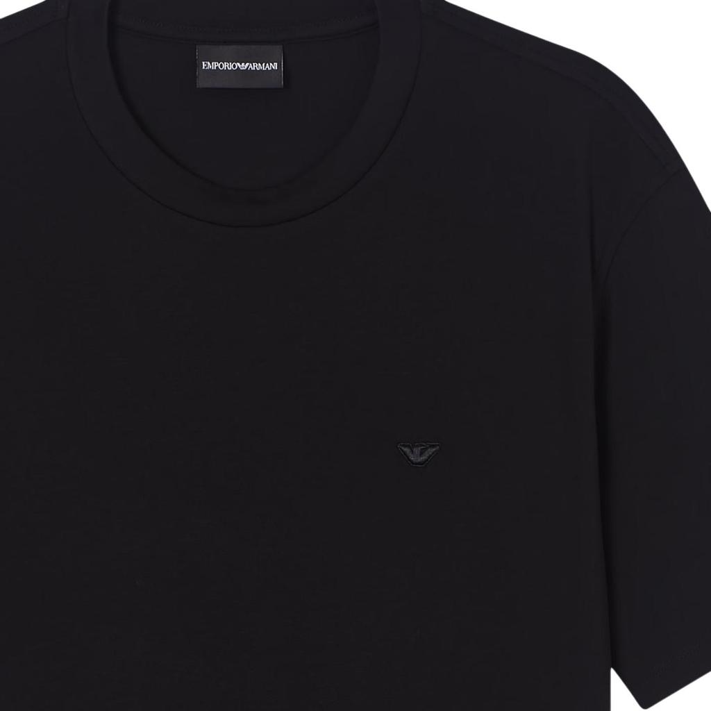 Emporio Armani Solid Color Round Neck Eagle Logo Embroidered Short Sleeve T-Shirt Men tops EM004586-AF13721-UC001