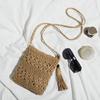 Summer Woven Straw Shoulder Bag with Tassel Bohemian Hollow Out Crochet Beach Crossbody Bag for Women