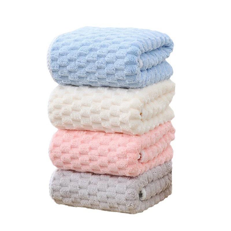 2pcs/set Cloud grid coral velvet towel set solid 1pc face towel and 1pc Largesize bath towel Quick Dry Towels bathroom for Adult