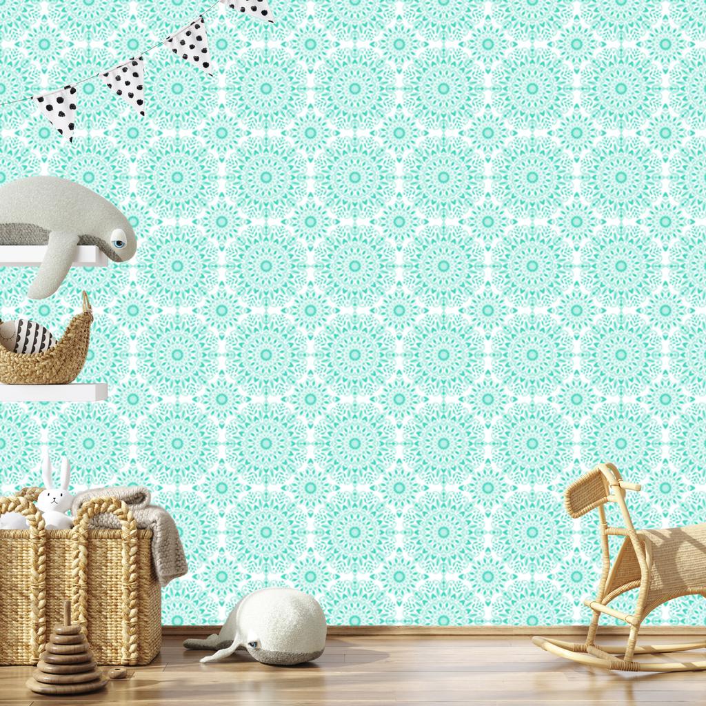 Beautiful turquoise wallpaper for living room and bedroom 50x1000