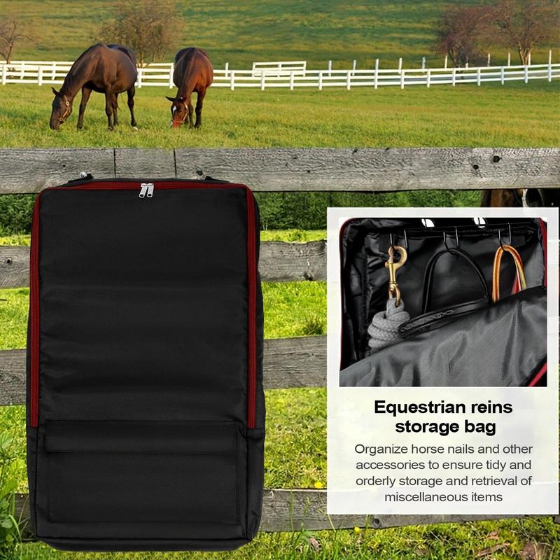 Horse Tack Bag Bridle Storage Bag With Zipper Pockets Adjustable Shoulder Strap Waterproof Stable Organizer Equestrian Supplies