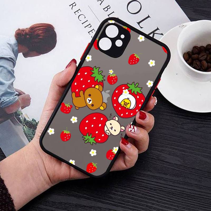 Rilakkuma Phone Case for iPhone X XR XS 7 8 Plus 11 12 13 Pro MAX 13mini Translucent Matte Case