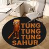 1pc Tung Tung Sahur Logo Round Carpet, Made of Polyester,Perfect for Decorating Office Chairs, Living Rooms,Vibrant Decorative Rug