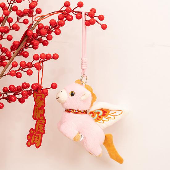 Horse Plush Doll Keychain Year of The Horse Zodiac Ornament Hanging Plushie for Car Bag Chinese New Year Gift Auspicious Symbol Blessings