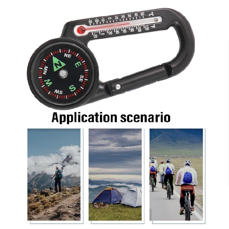 Mini Compasses Thermometers Keychain Pocket Size Snap Hook Compasses Carabiner for Camping Hiking Backpacking, Survival