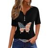 Women's T Shirt Tee Independence Day Print Button Short Sleeve Daily Weekend Fashion Basic V-Neck Regular Top