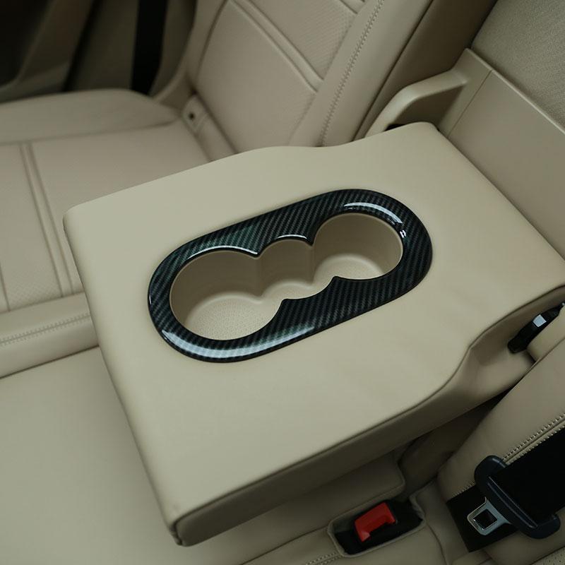 Für Porsche Cayenne 2018-2023 ABS Carbon Fiber/Silber Auto Rücksitz Wasser Tasse Halter Abdeckung Trim Aufkleber Auto