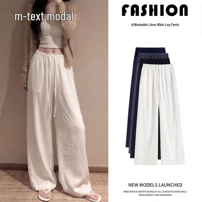 Women s High-Waist Modal Linen Wide-Leg Pants M